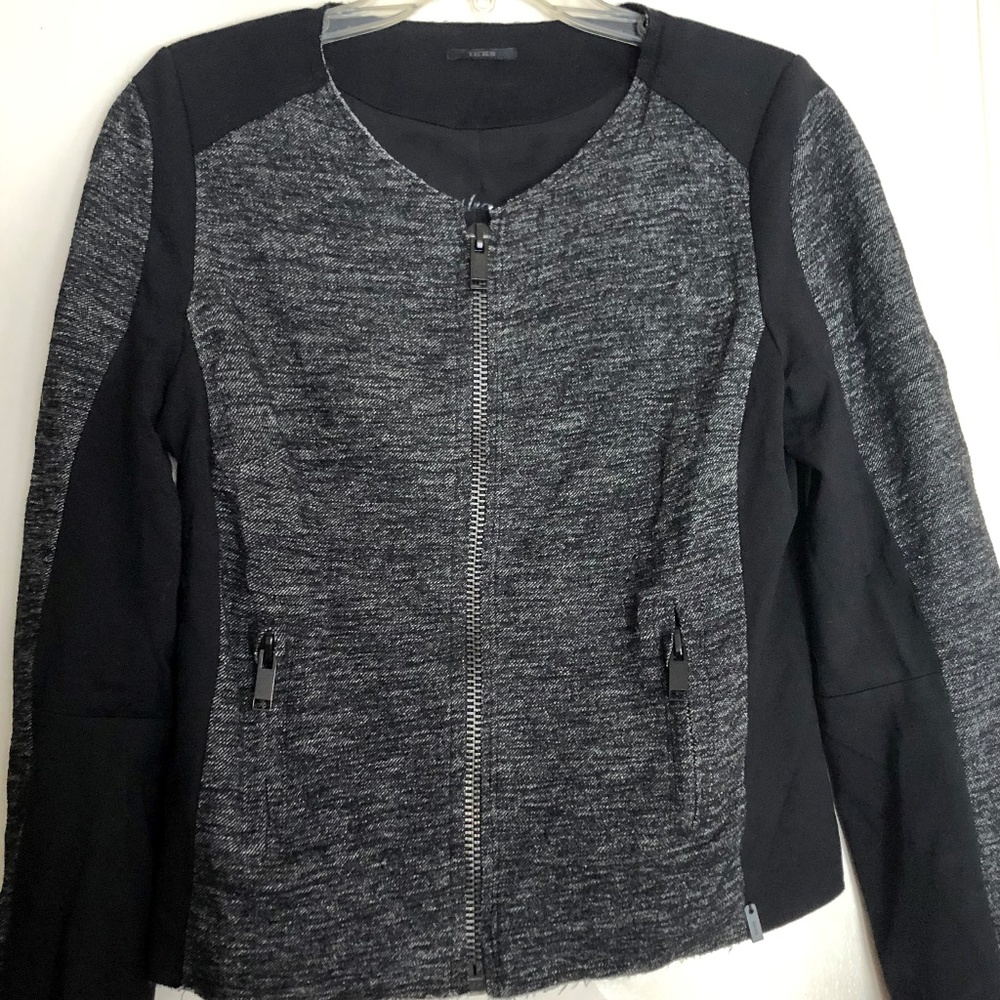 Blk Zippered Women's Designer IKKS Jacket size 42